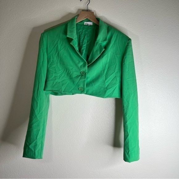 WeWoreWhat x Danielle Bernstein Green Cropped Blazer M - Picture 6 of 10